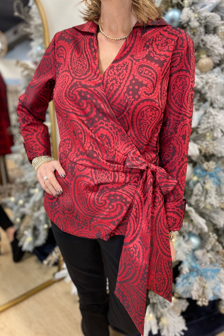 Foxcroft Salina Paisley Jacquard Blouse