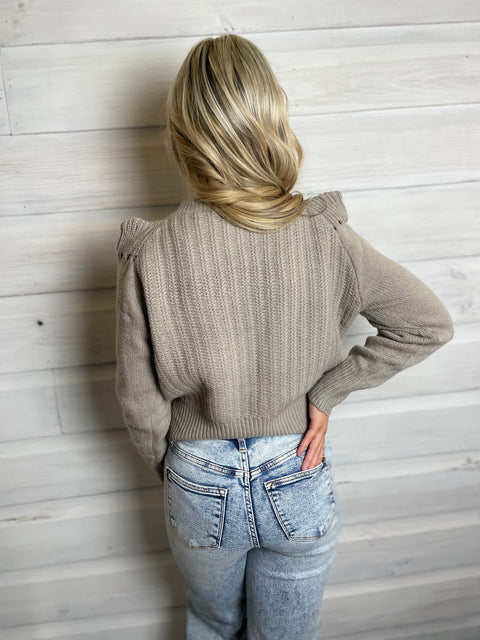 Lori Pleats Shoulder Sweater Brown
