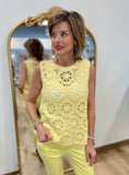 Charlie B Sleeveless Crochet Top Lemonade