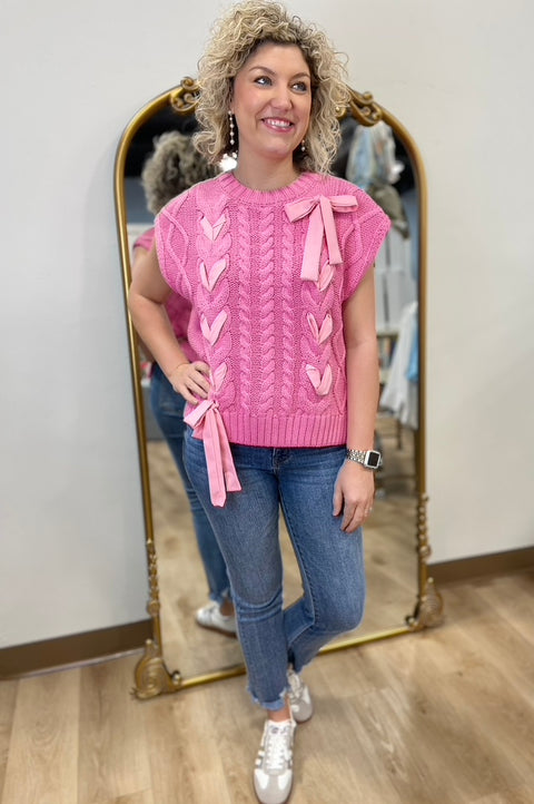 Bows Up & Down Top Pink