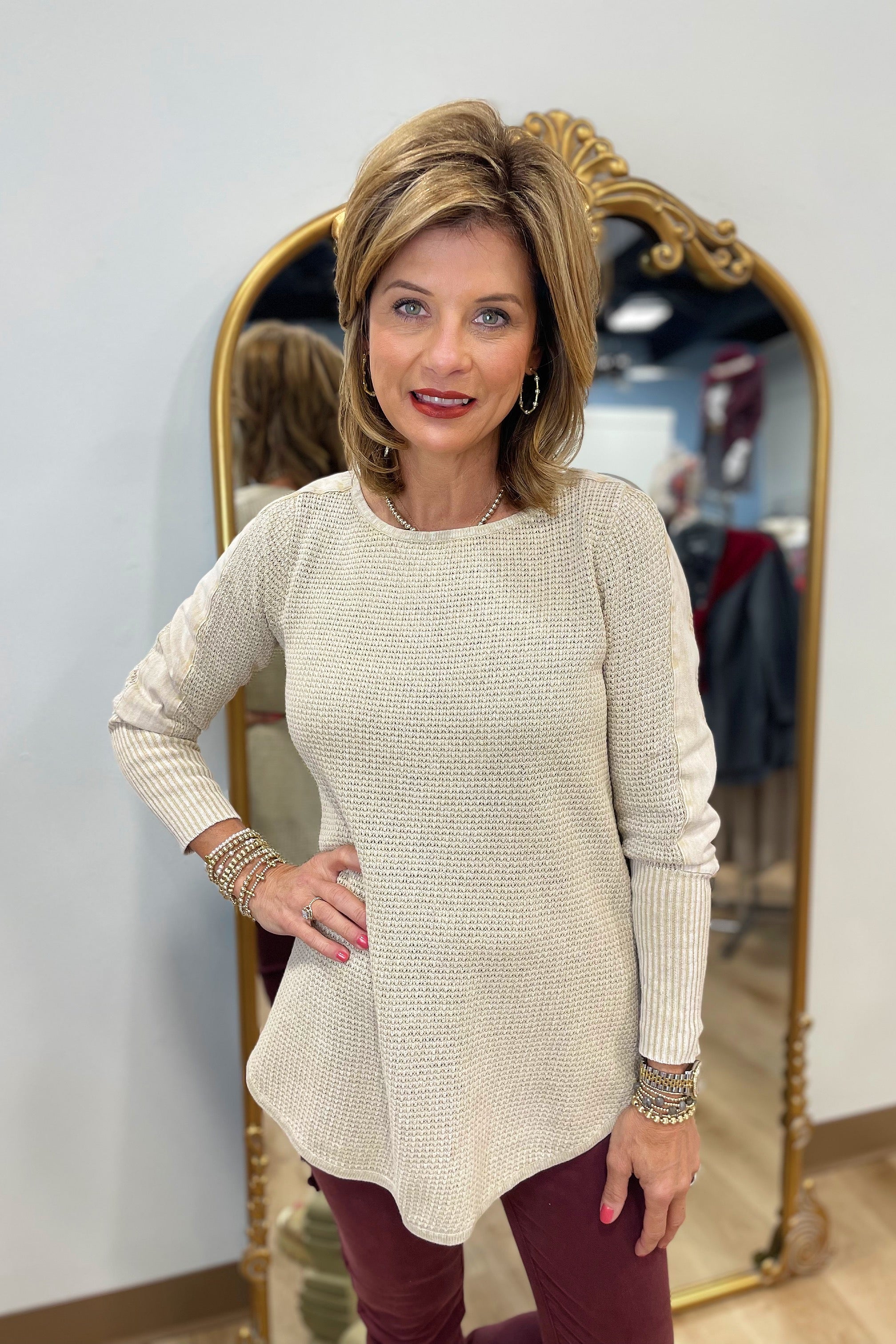 Fall Seed Stitch Pull Over Taupe