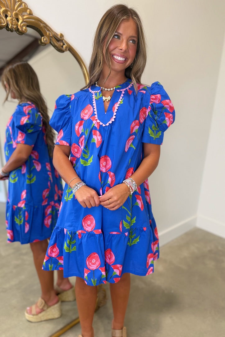 Umgee Petal Perfect Dress Blue