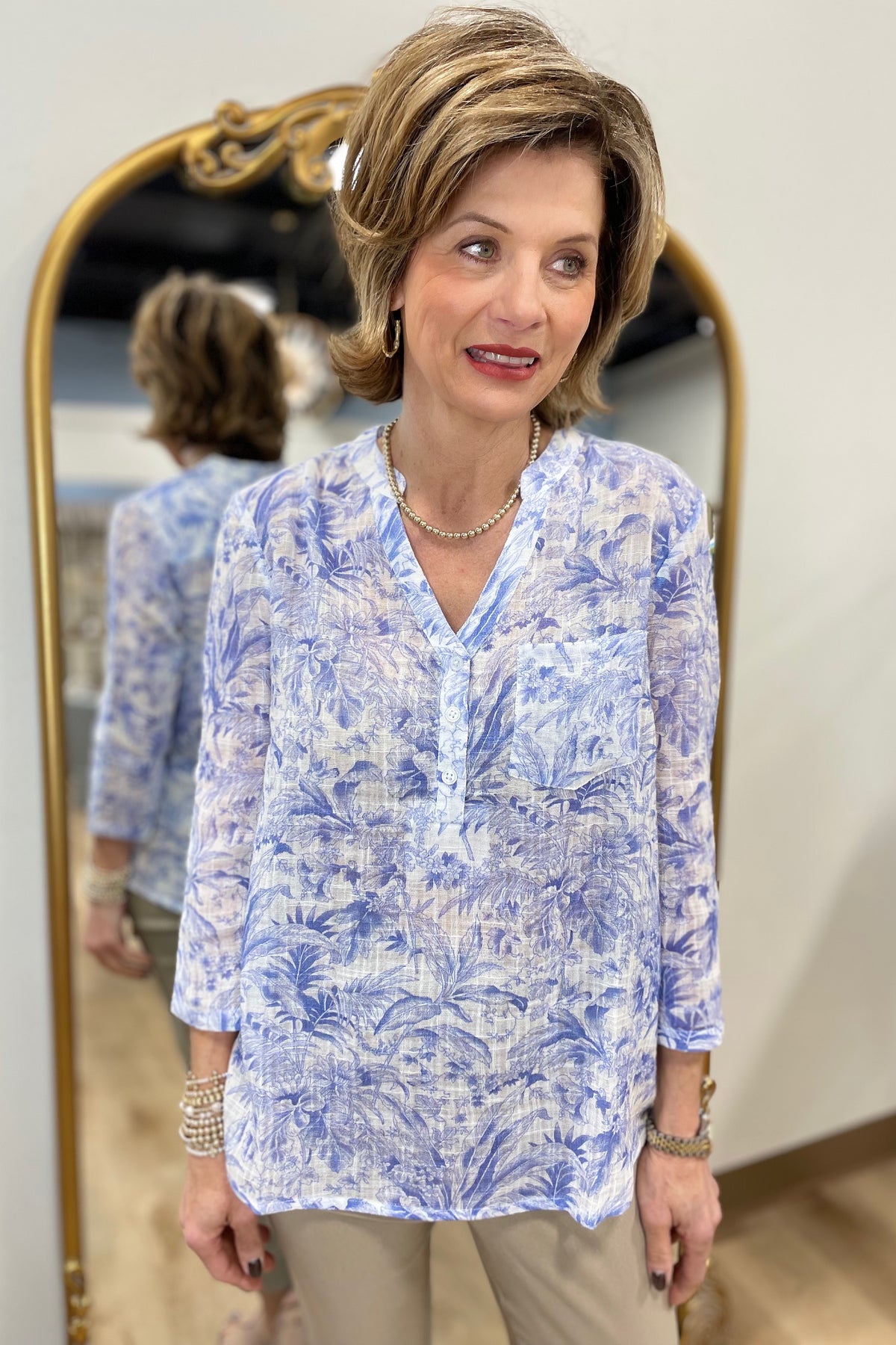 Charlie B Printed Cotton Gauze Blouse Jungle