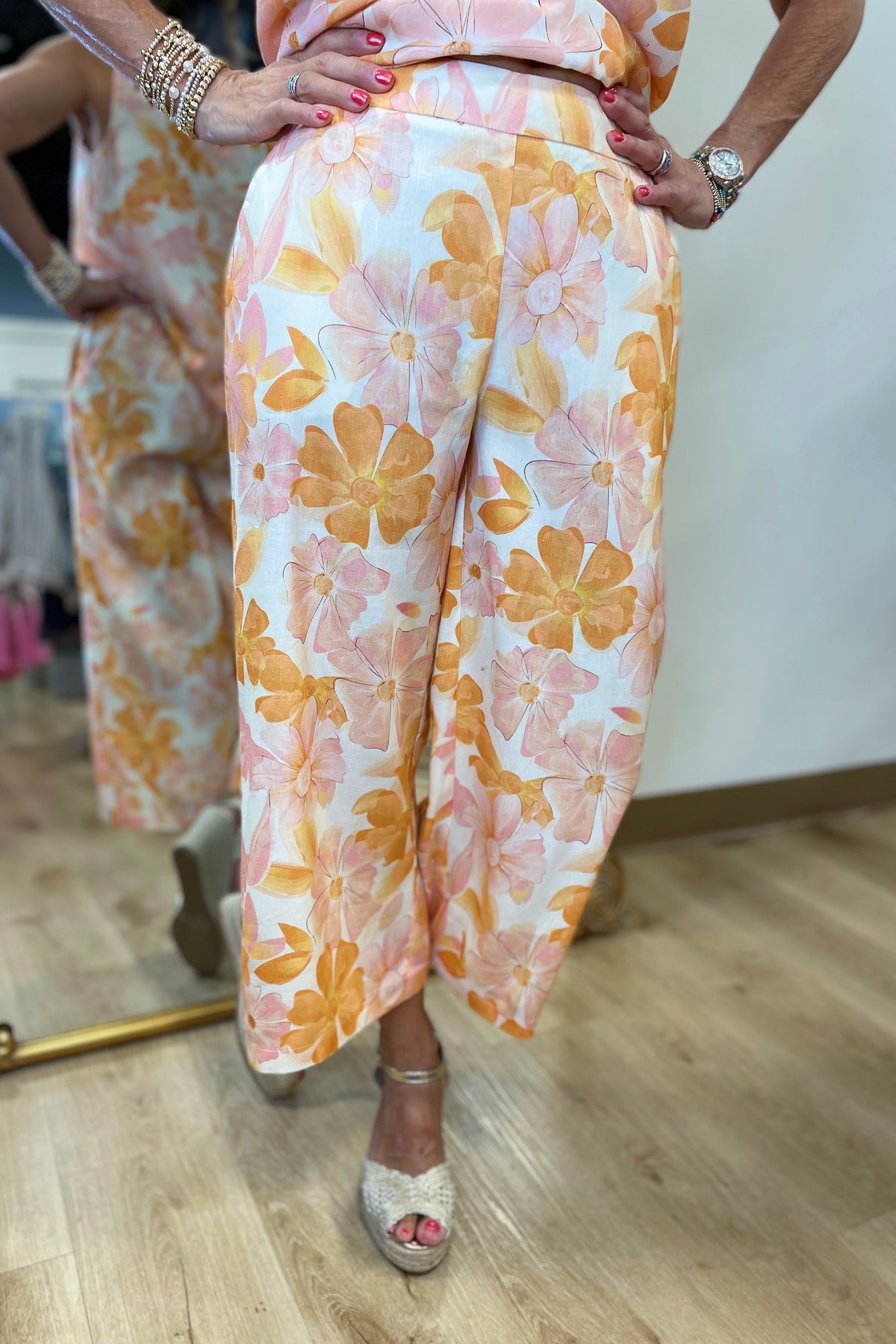 Charlie B Linen Pants Blooming