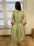 Moodie Tiered Poplin Dress Sage