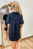 Golden Hour Collard Split Neck Dress Black