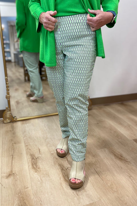 Multiples Pull On Ankle Pants Multi Green