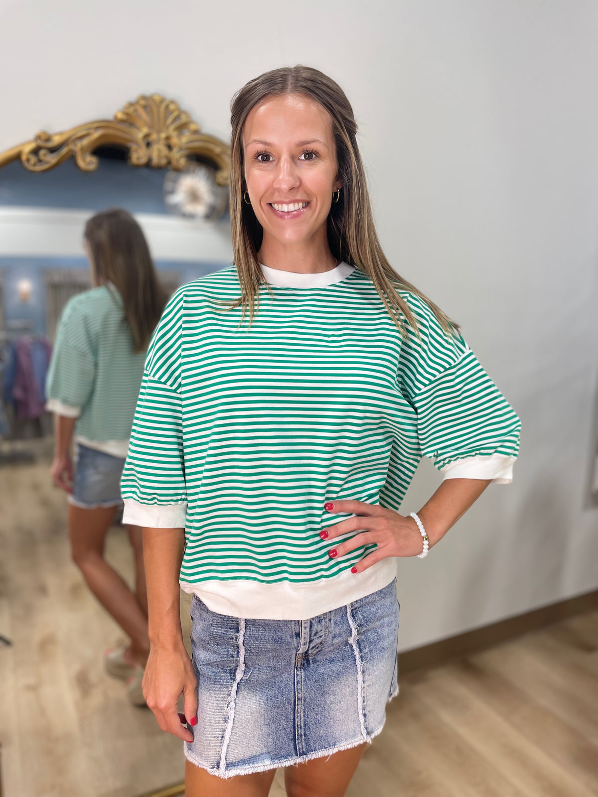 Picnic Parade Striped Top Green