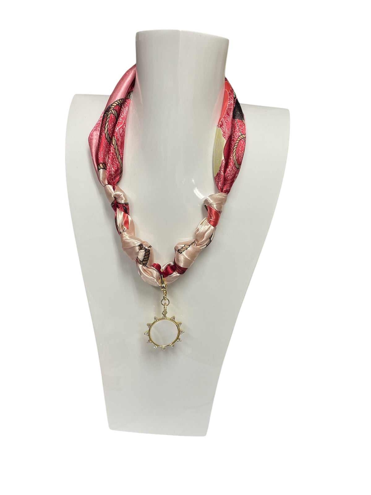 Scarf Charm Necklace Peach Pendant