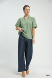 Umgee Scallop Detail Blouse Mint