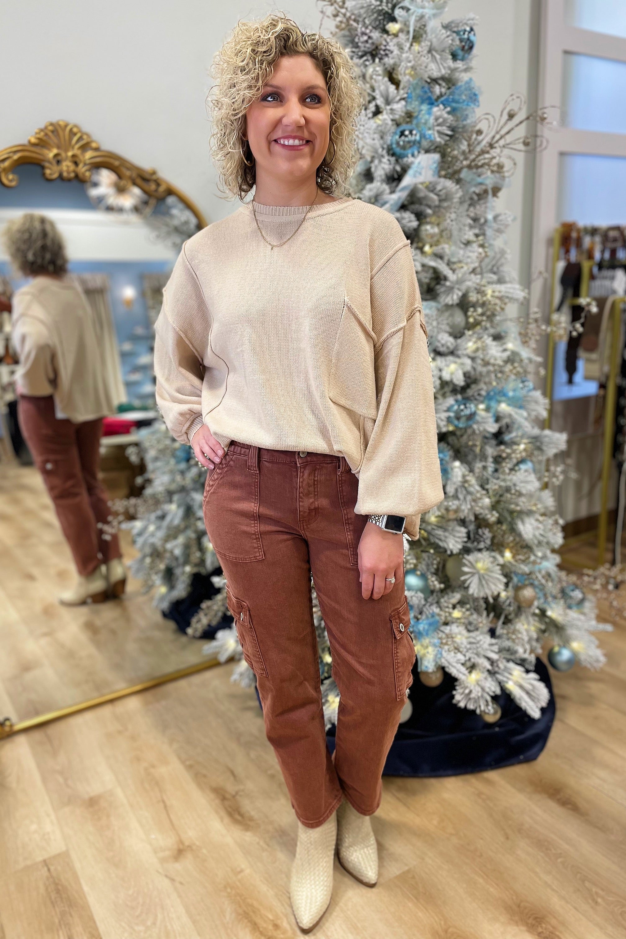Unbe-leaf-able Sweater Beige
