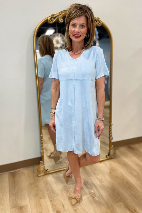 Joh Audrey V Neck Short Sleeve Dress Sky