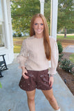 Sugar Cookie Lace Sleeve Crew Neck Sweater