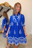 Umgee Scallop Neckline Dress Azure