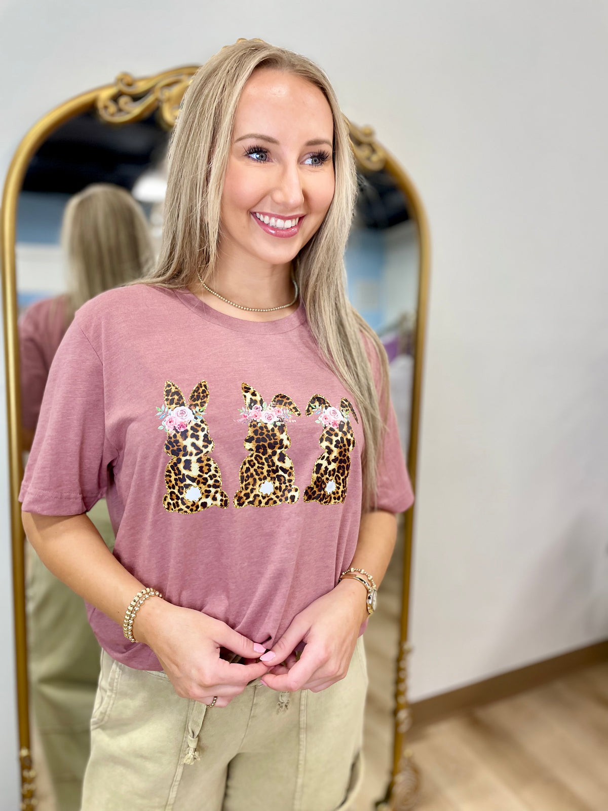 Leopard Bunny Tee Mauve