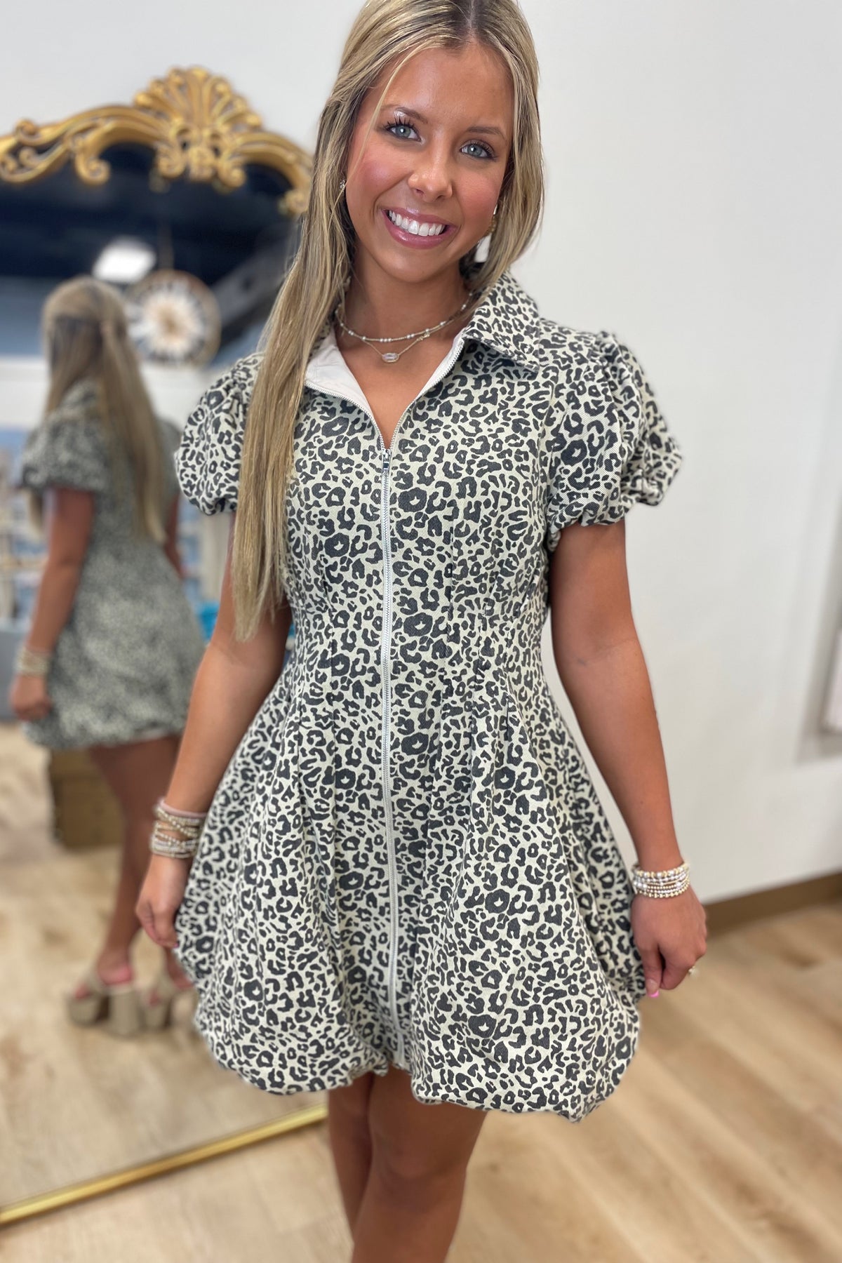 Alexandria Fit & Flare Dress Leopard