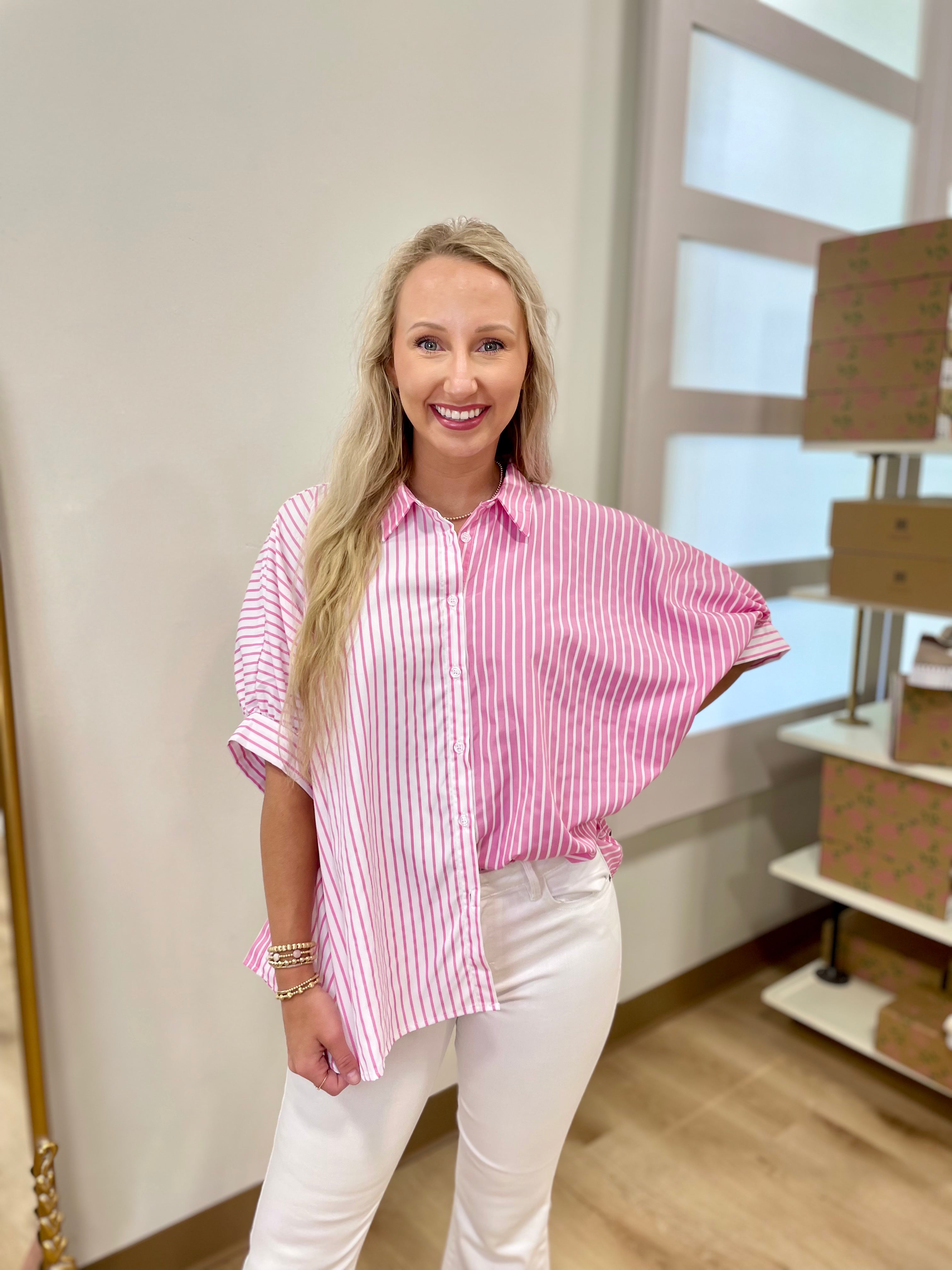 Poplin Stripe Oversized Shirt