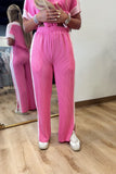 Repeat Ribbed Pant Set Pink