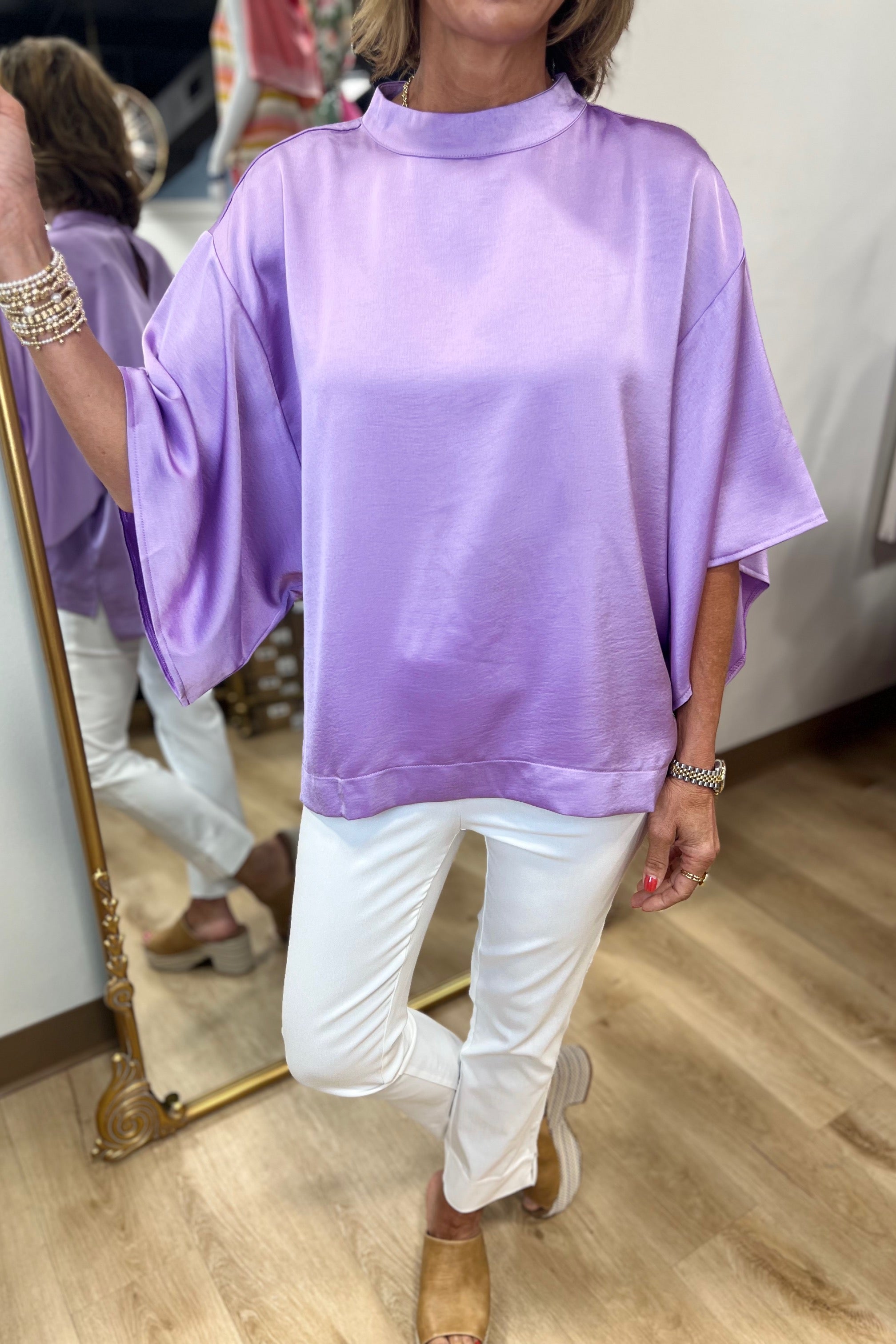 Madeline Mock Neck Top Lavender
