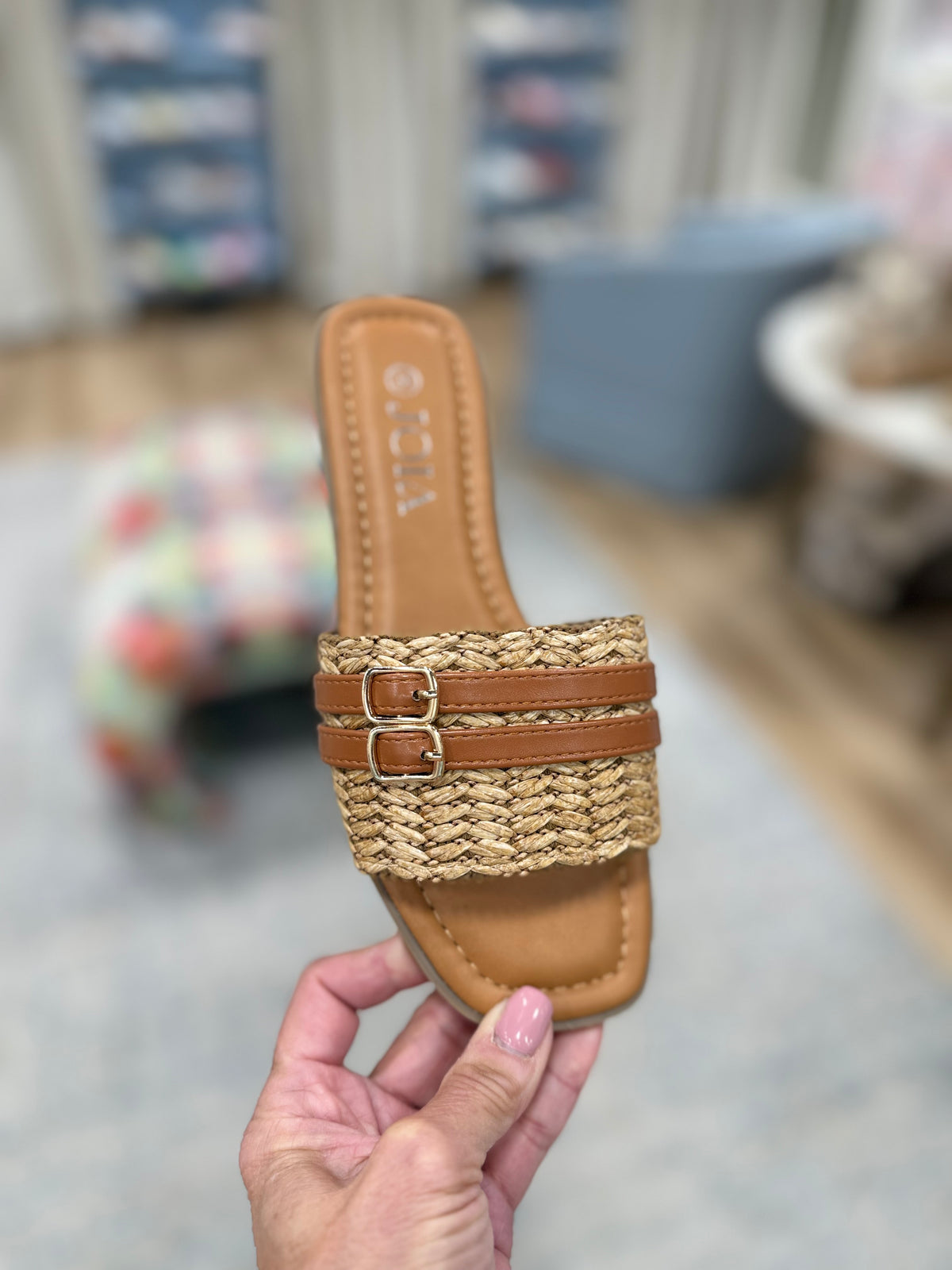 Braided Double Buckle Slide Camel