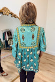 Umgee Mandarin Collar Blouse Sage