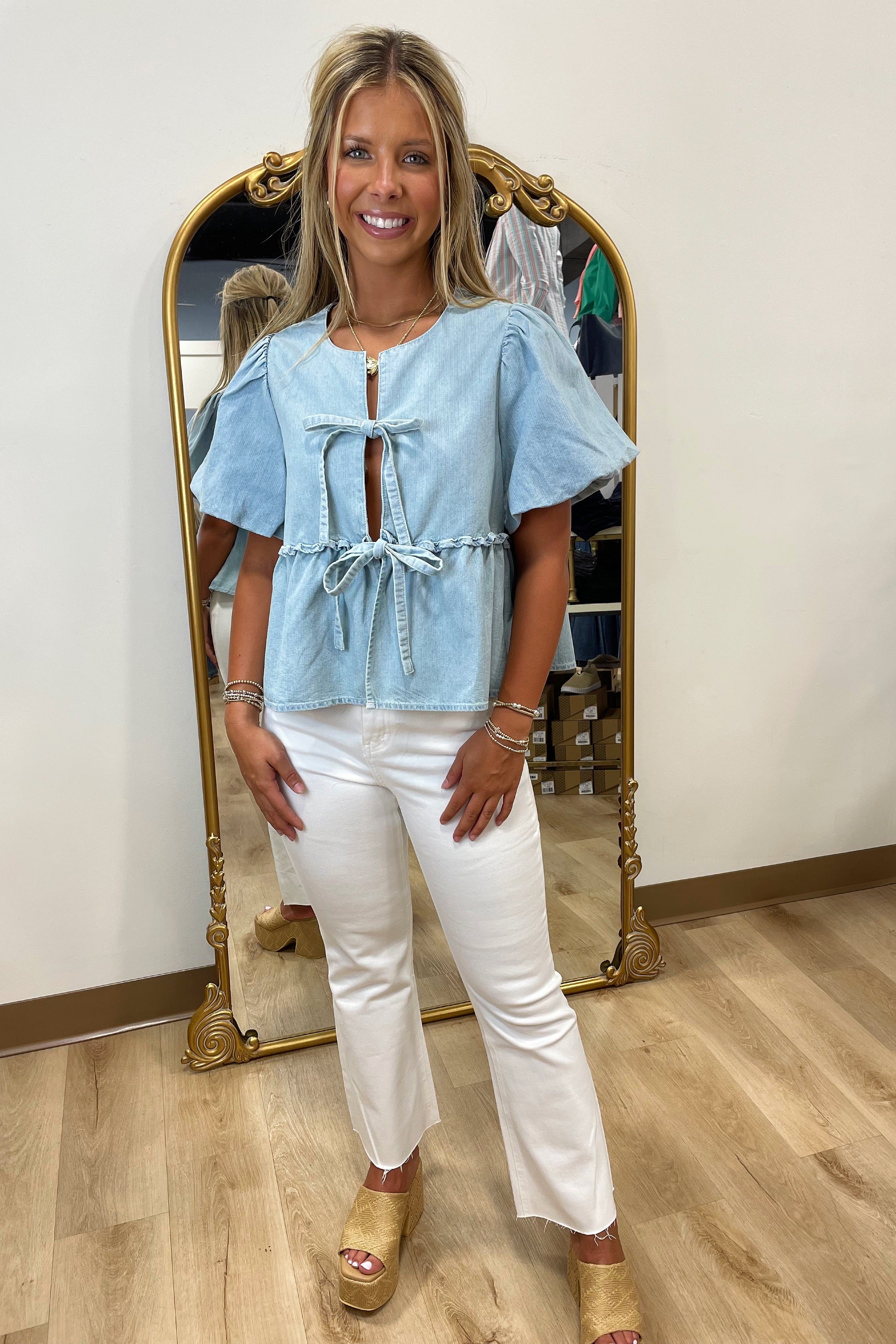 Denim Truth Front Tie Top