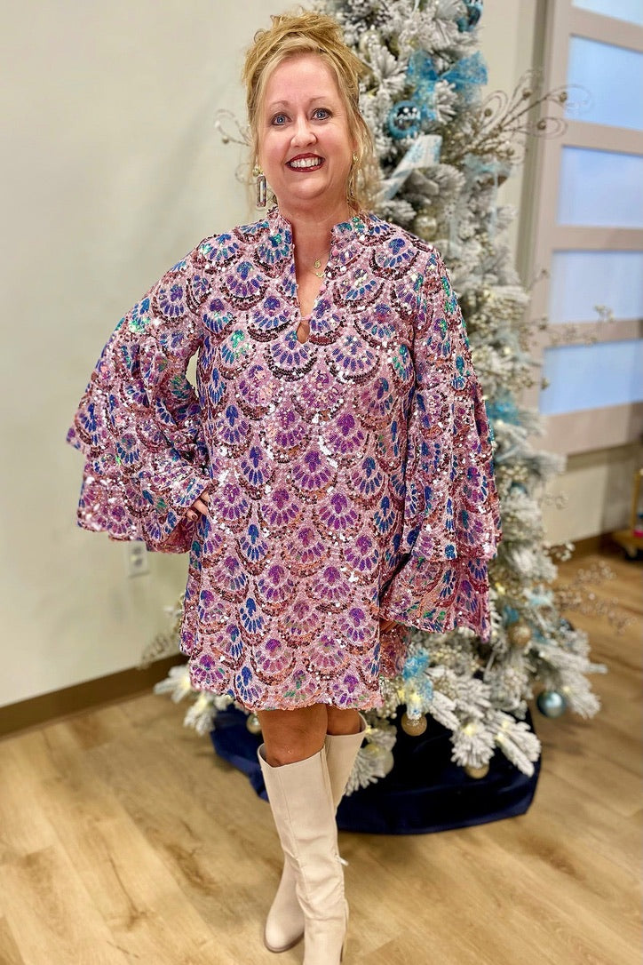 Buddy Love Feeling Sparkly Mini Dress Pink