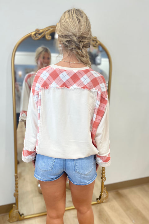Peace Out Patchwork Tee Red Stone