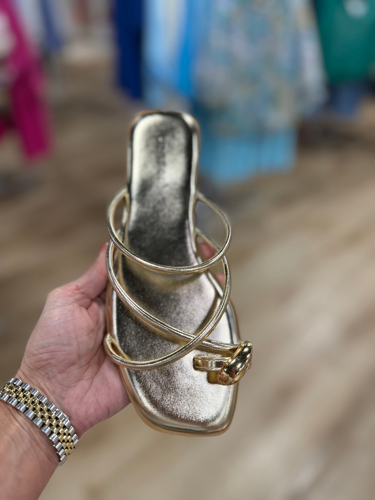 Hint Crisscross Strap Sandal Gold