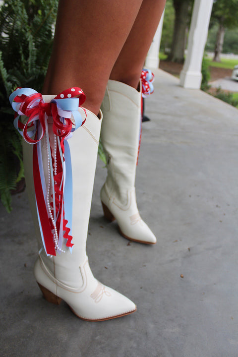 Corkys Unforgettable Tall Boot -white w/brown stitch