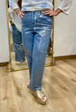Charlie B Foil Straight Leg Pant Blue