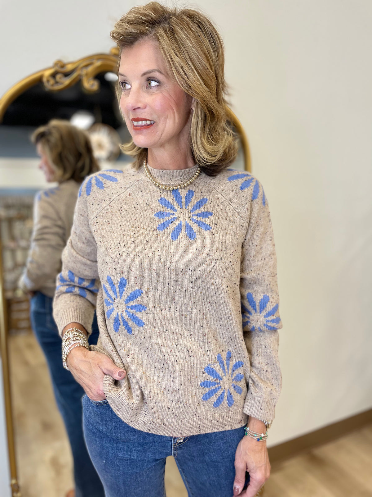 Charlie B Mock Neck Sweater Nutmeg