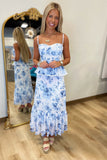 China Blue Bustier Midi Dress