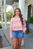 November Skies Rainbow Turtleneck Sweater Orange/Pink