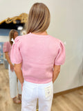 Rosy Ribbons Bow Sweater Pink