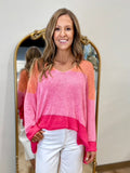 Mudpie Antoni Striped Sweater Pink