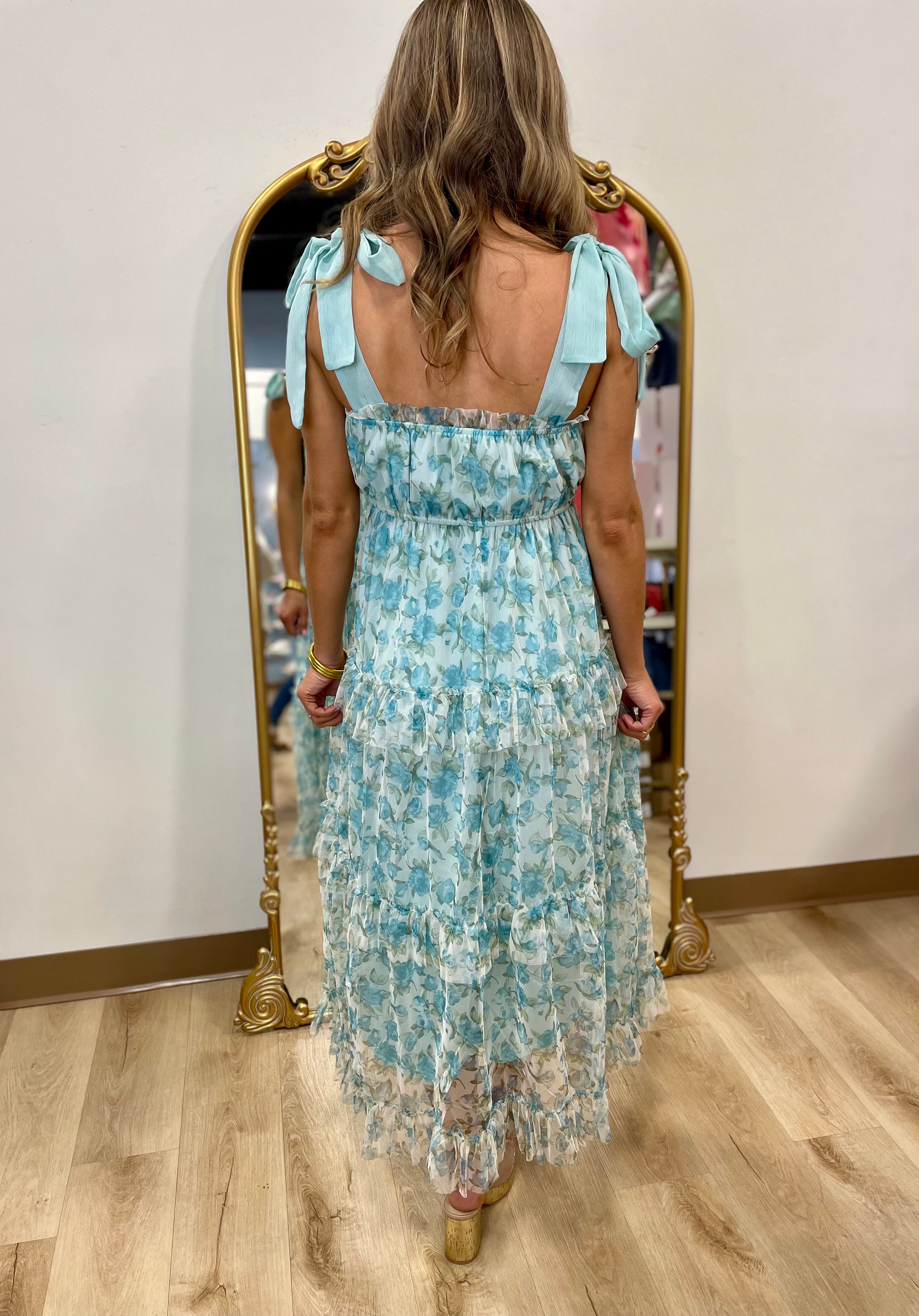 Floral Serenade Tiered Maxi Dress Sage