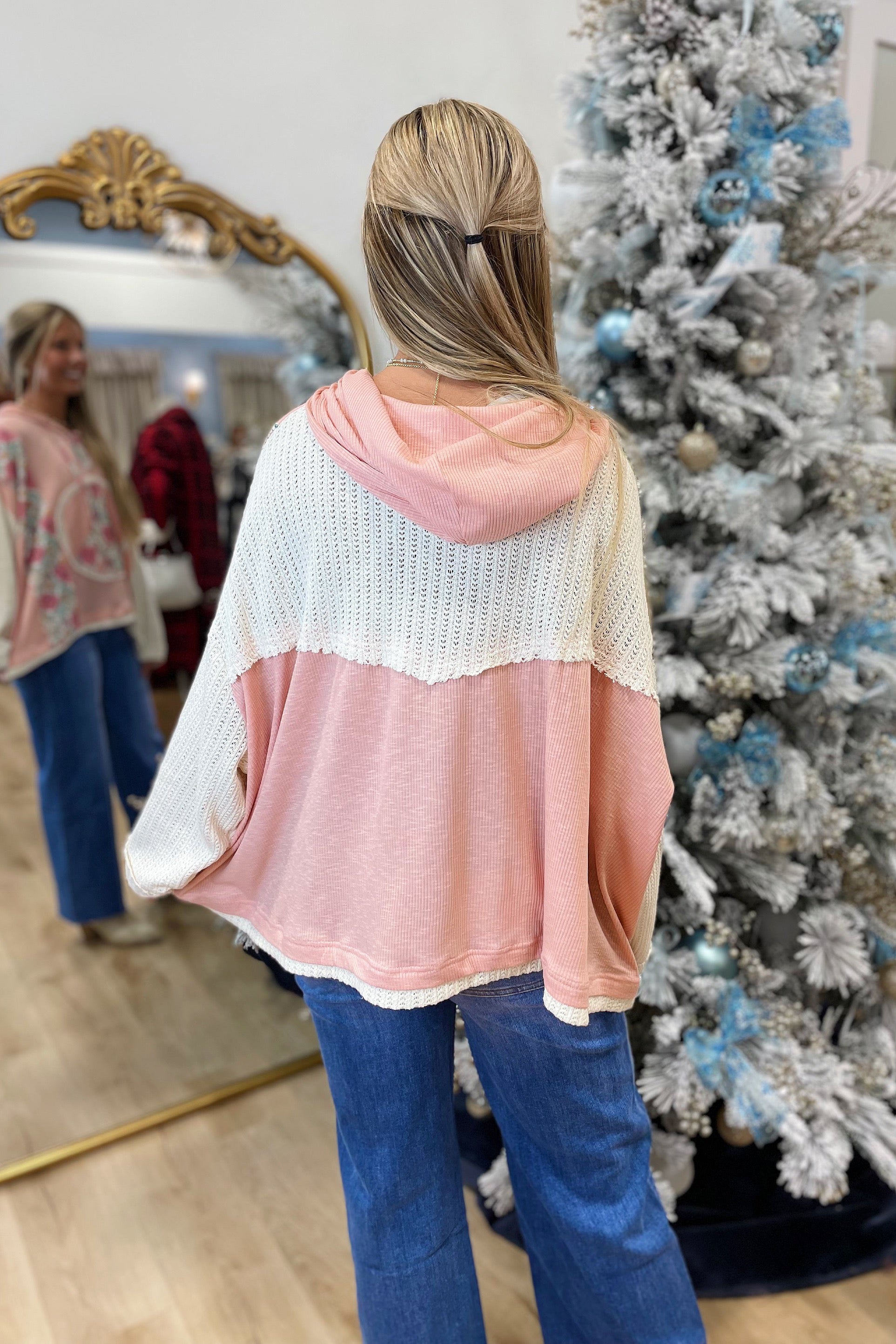 Floral Symphony Hoodie Salmon