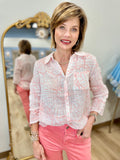 Charlie B Print Roll Up Sleeve Top Guava