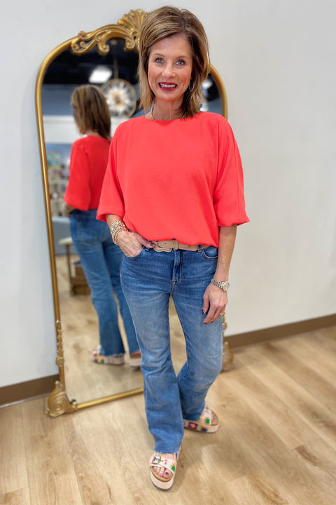 Joh Wrendelle Silky Crepe Top Neon Orange