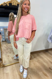 Easy Does It Pocket Tee Peach