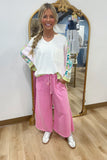 Tyler Washed Terry Wide Leg Pants Pink