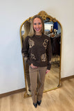 Charlie B Embroidered Sweater Brown