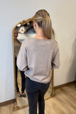Renuar Sweater With Metallic Sleeve Detail in Heather Taupe