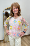 Charlie B Flower Fishnet Top Natural