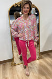 Charlie B Printed Front Ties Blouse Paisley