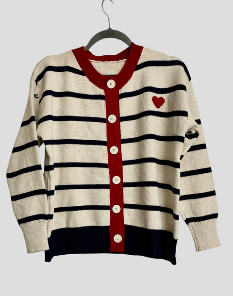 Heart Out Striped Sweater Navy