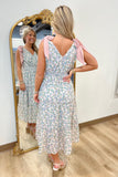 Serene Blossom Floral Dress Blue Mauve