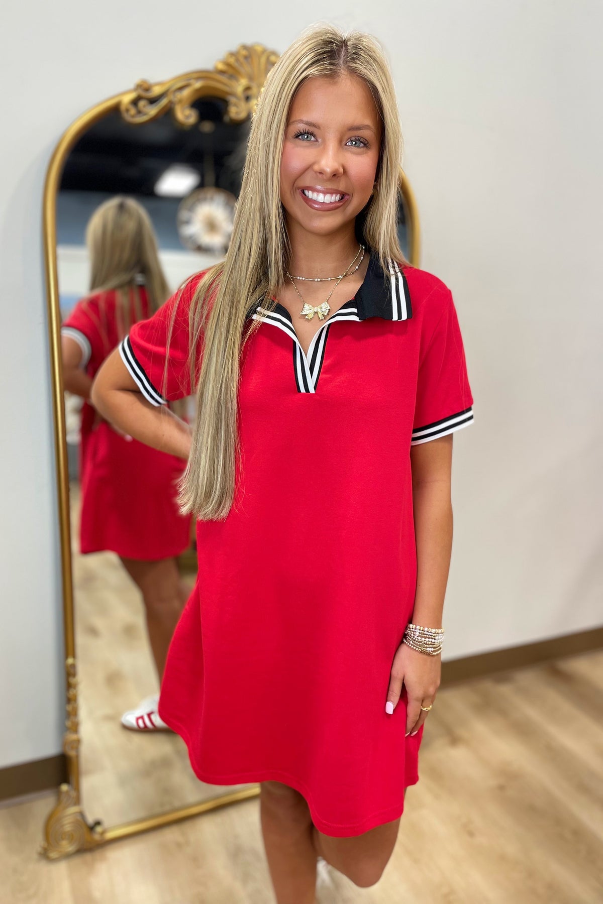 Umgee Chic Polo Mini Dress Red