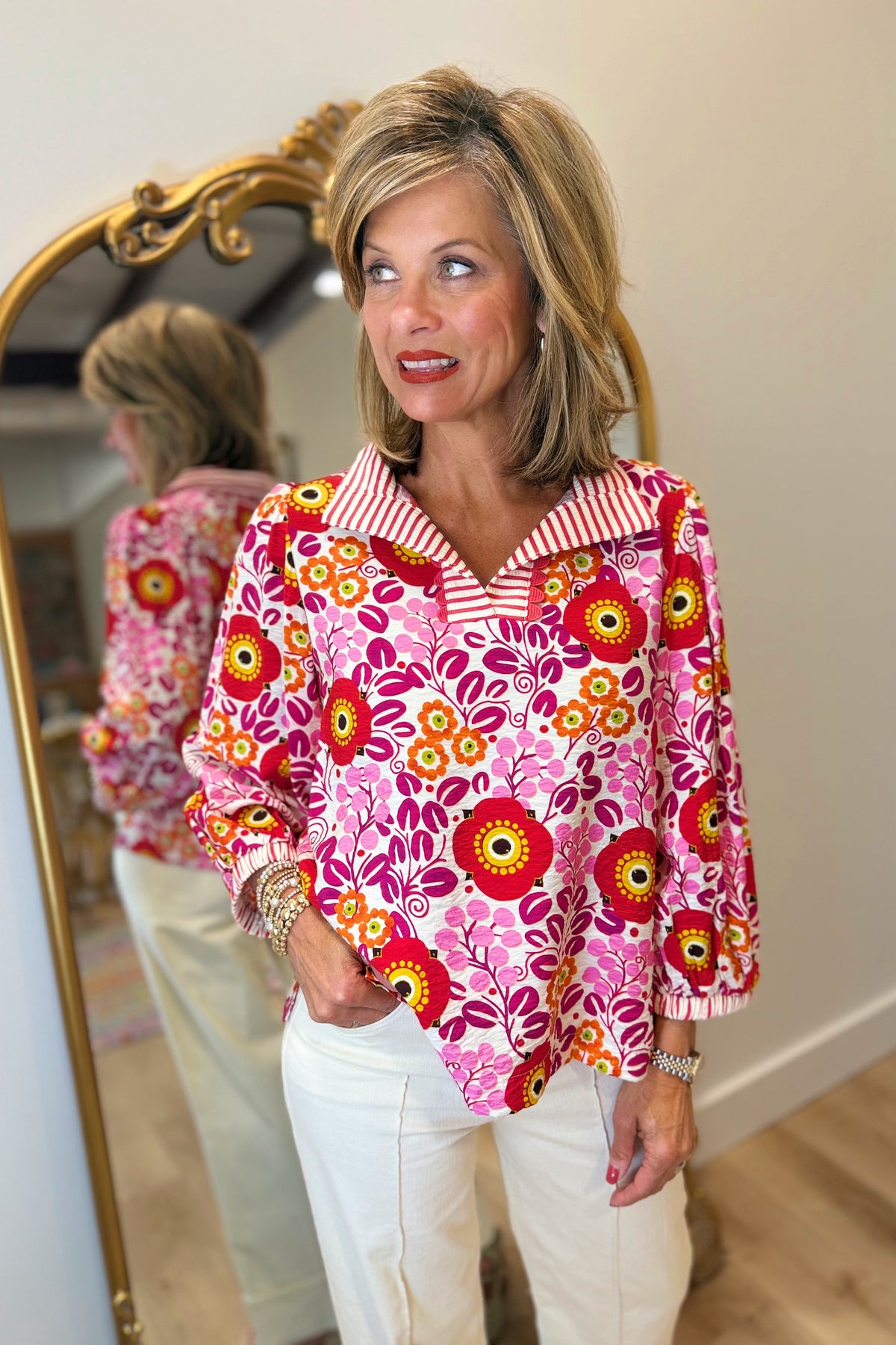 Transition Top Floral Red